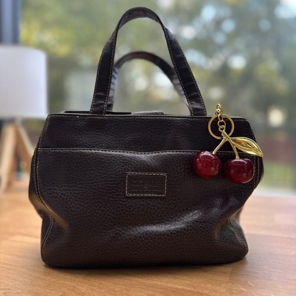 Relic Brown Pebbled Leather Satchel Handbag Y2K Contrast Stitch 6 Pockets